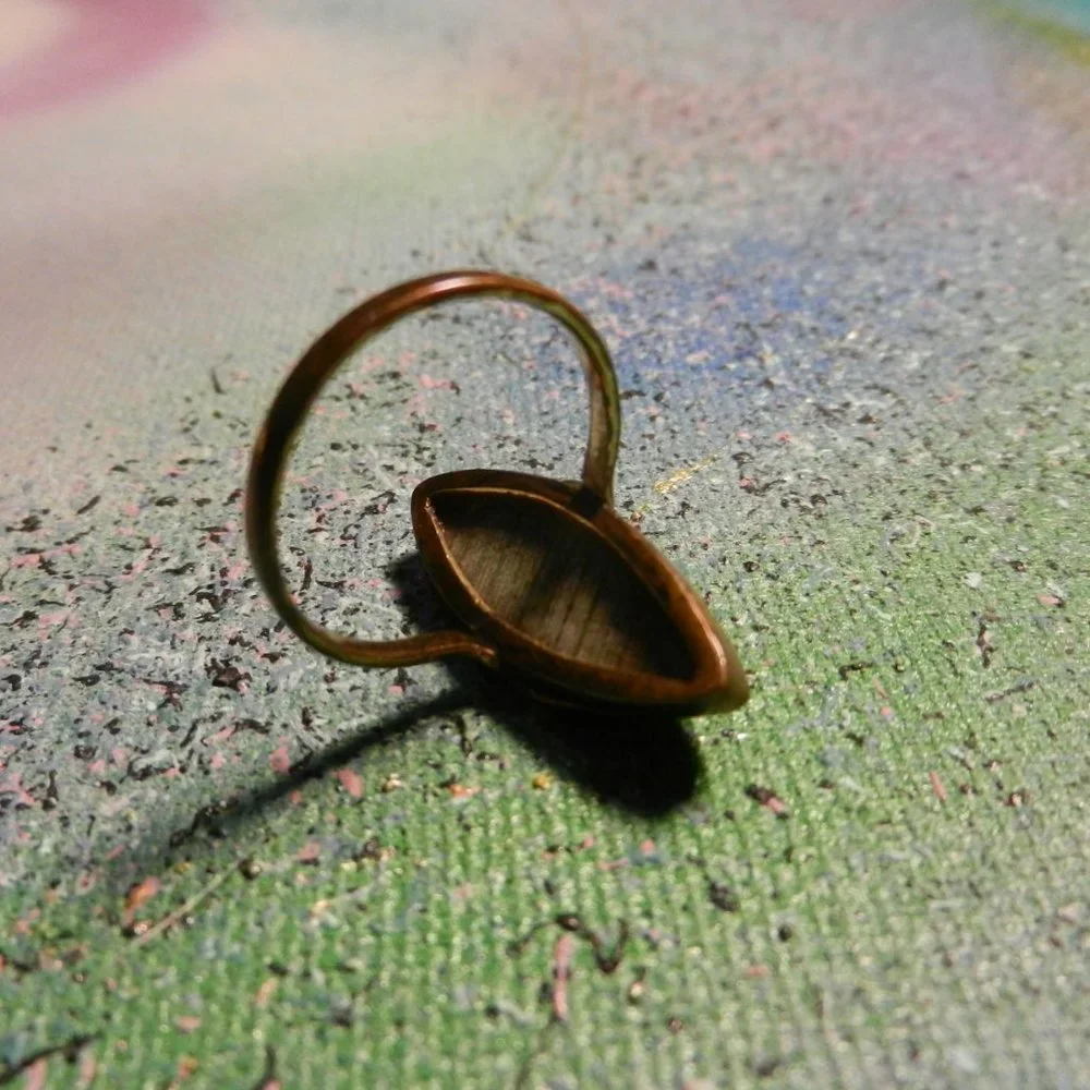 VTG artisan malachite talon ring elongated dark green coppery metallic size 12